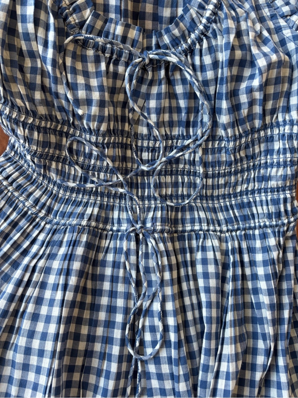 NWT Doen Emmaretta checked organic cotton-blend voile midi dress blue size XS - Picture 8 of 12